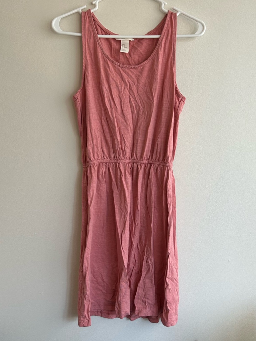 H&M Coral Pink Sleeveless Elastic-Waist Dress